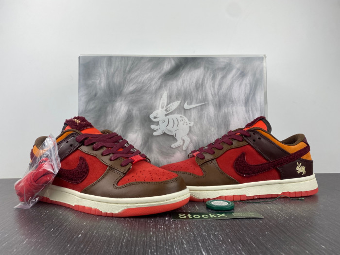 nike dunk low retro prm year of the rabbit light crimson fd4203-661