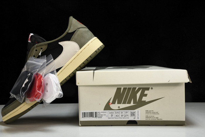 travis scott x air jordan 1 low og black olive dm7866-002